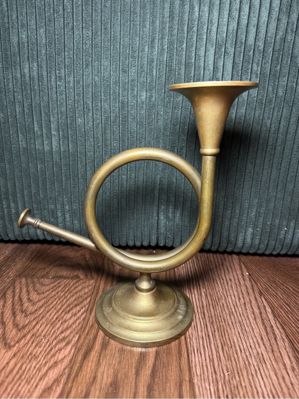 Vintage Sooid Brass Horn Candle Holder - Golden Accent